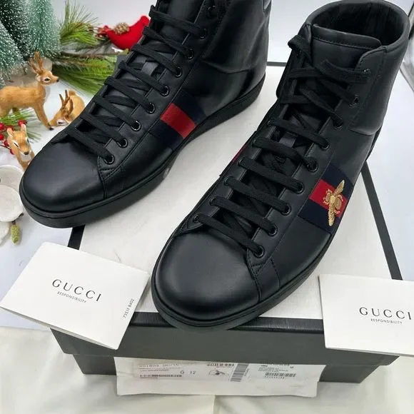 Men’s Gucci ace bee web high top sneakers, size 12, made in Italy - Picture 10 of 10